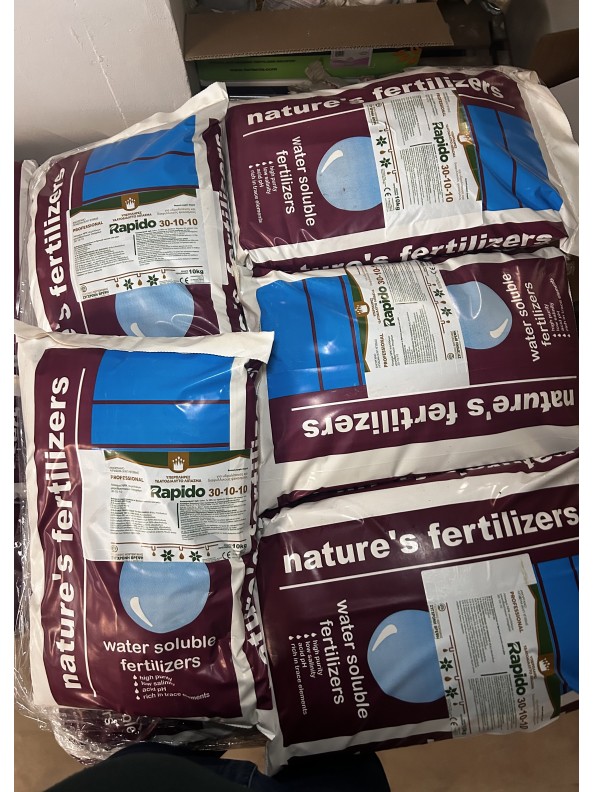 Rapido 30-10-10 Λίπασμα πολυτελείας για υδρολίπανση και διαφυλλικους ψεκασμους ( Παλέτα 600kg)