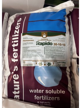 Rapido 30-10-10 Λίπασμα πολυτελείας για υδρολίπανση και διαφυλλικους ψεκασμους (10kg) Rapido 30-10-10 Λίπασμα πολυτελείας για υδρολίπανση και διαφυλλικους ψεκασμους (10kg)
